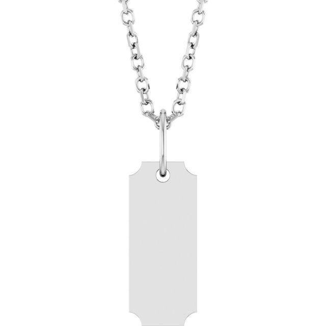 Sterling Silver Engravable Dog Tag 16-18' Necklace
