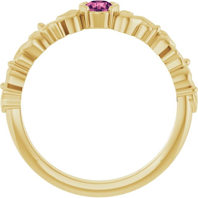 14K Yellow Natural Pink Tourmaline Floral Ring