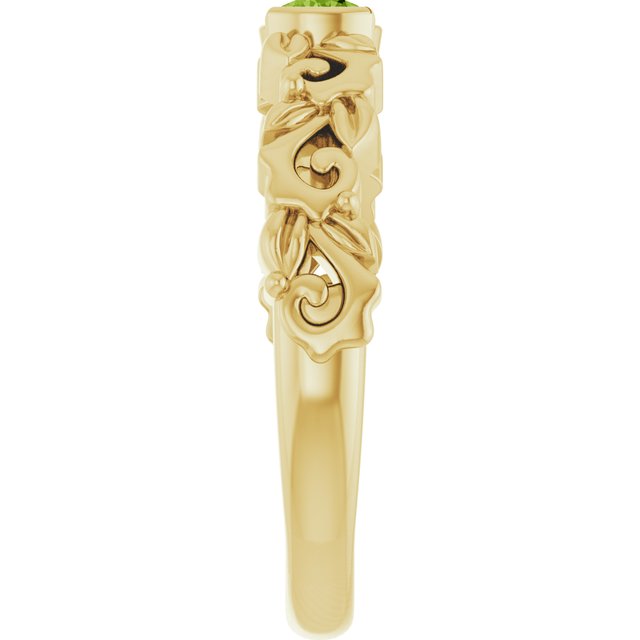 14K Yellow Natural Peridot Floral Ring