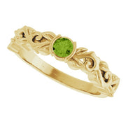 14K Yellow Natural Peridot Floral Ring