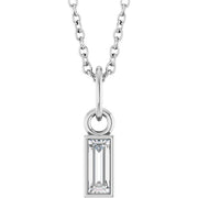 14K White 1/6 CT Natural Diamond Bezel-Set 16-18' Necklace