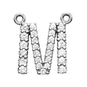 14K White 1/6 CTW Natural Diamond Block Initial M Necklace Center