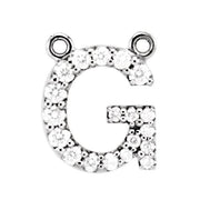 14K White 1/6 CTW Natural Diamond Block Initial G Necklace Center