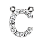 14K White 1/8 CTW Natural Diamond Block Initial C Necklace Center