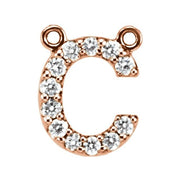 14K Rose 1/8 CTW Natural Diamond Block Initial C Necklace Center