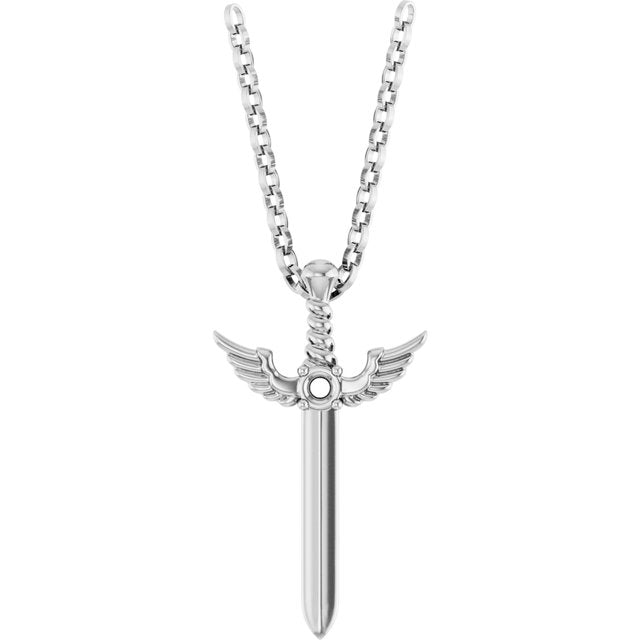 Sterling Silver Natural Ruby Dagger 18' Necklace