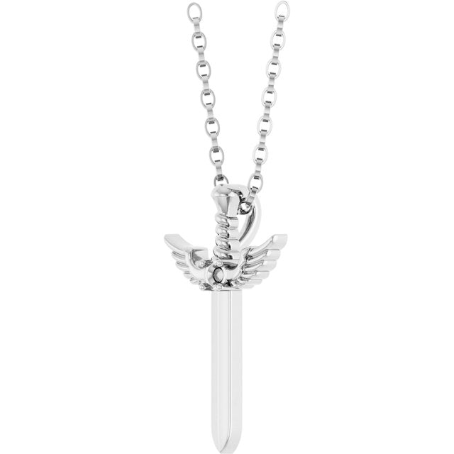 Sterling Silver Natural Ruby Dagger 18' Necklace