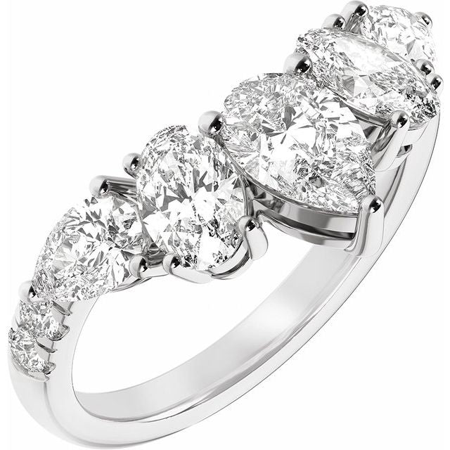14k White 2 Ctw Lab-grown Diamond Contour Band