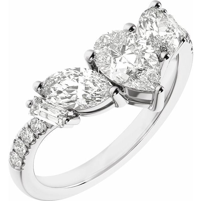 14K White 1 1/2CTW Lab-Grown Diamond Contour Band