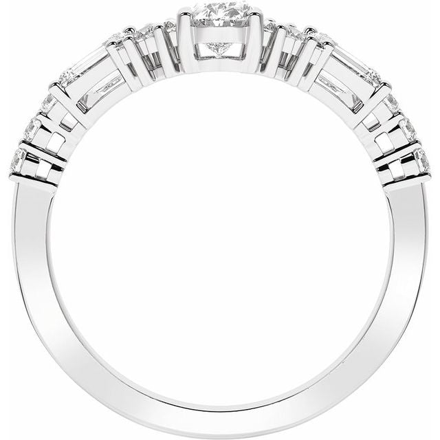 14K White 1 CTW Lab-Grown Diamond Contour Band