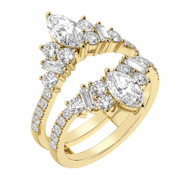 14k Yellow 2 Ctw Lab-grown Diamond Ring Guard