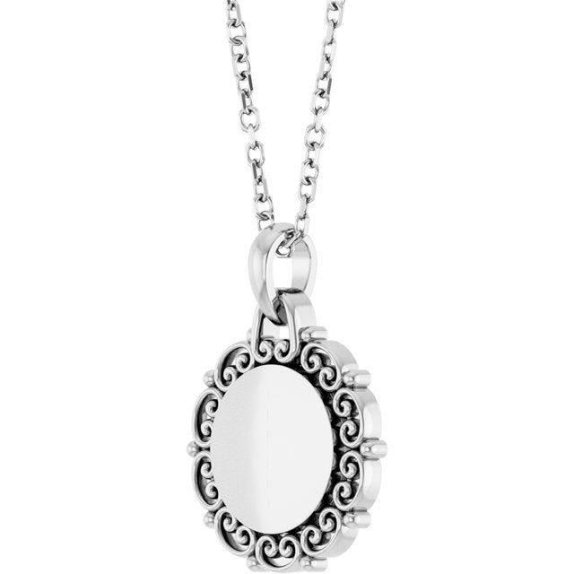 Sterling Silver Engravable Scroll 16-18' Necklace