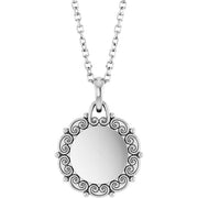 Sterling Silver Engravable Scroll 16-18' Necklace