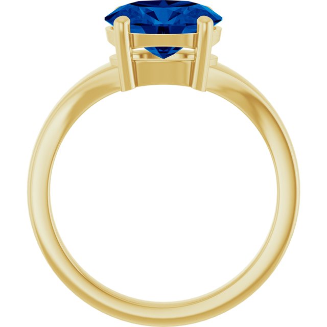 14K Yellow Lab-Grown Blue Sapphire Ring