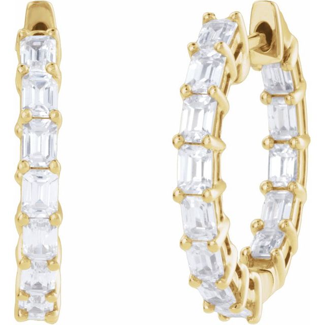14K Yellow 3 CTW Lab-Grown Diamond Inside-Outside 21.2 mm Hoop Earrings