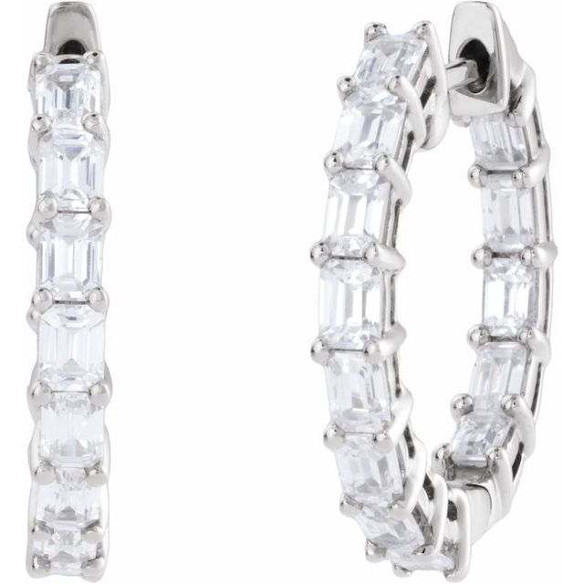 14K White 3 CTW Lab-Grown Diamond Inside-Outside 21.2 mm Hoop Earrings