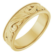 14K Yellow 6 mm Floral-Inspired Band Size 9