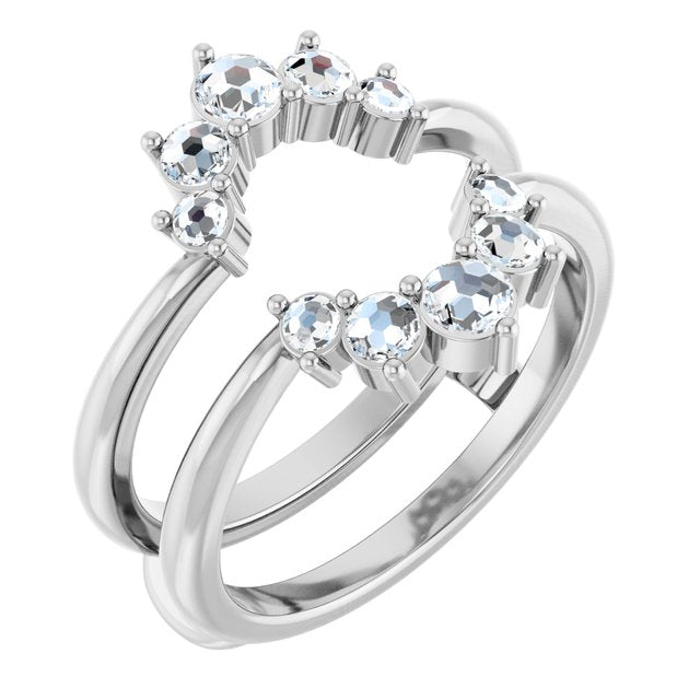 14K White 1/3 CTW Natural Rose-Cut Diamond Ring Guard