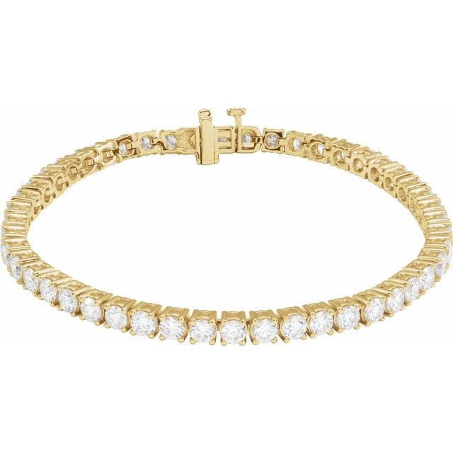 14k Yellow 7 Ctw Lab-grown Diamond Line 7' Bracelet