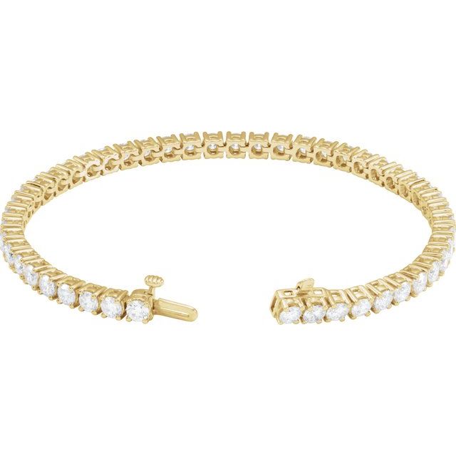 14k Yellow 7 Ctw Lab-grown Diamond Line 7' Bracelet