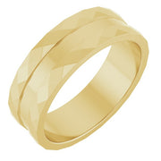 14K Yellow 6 mm Faceted Edge Band Size 12