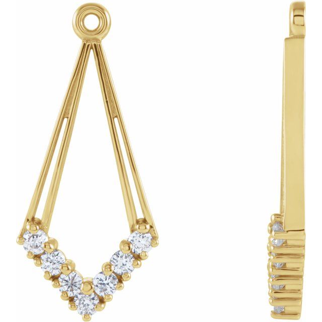 14k Yellow 1/4 Ctw Natural Diamond Earring Jackets