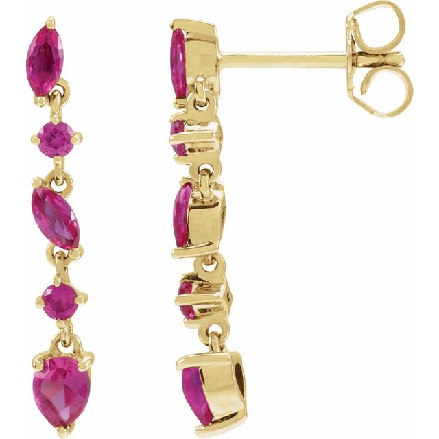 14K Yellow Natural Ruby Earrings