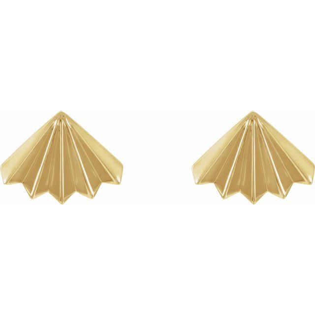 14K Yellow Fan Stud Earrings