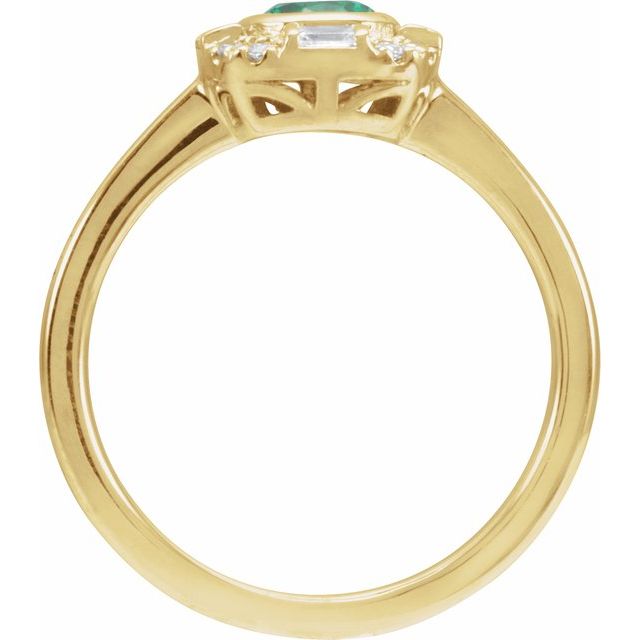14K Yellow Natural Emerald & 1/6 CTW Natural Diamond Ring