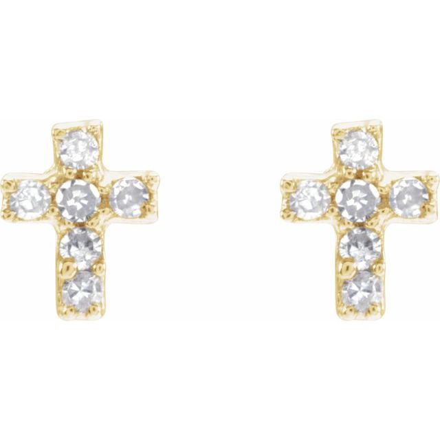 14K Yellow .02 CTW Natural Diamond Inverness® Cross Piercing Earrings