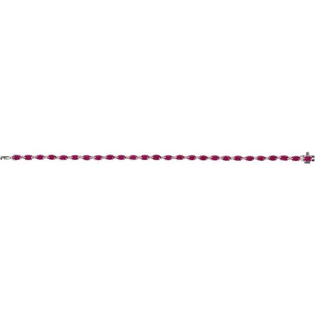 14k White Lab-grown Ruby & 5/8 Ctw Lab-grown Diamond Line 7' Bracelet