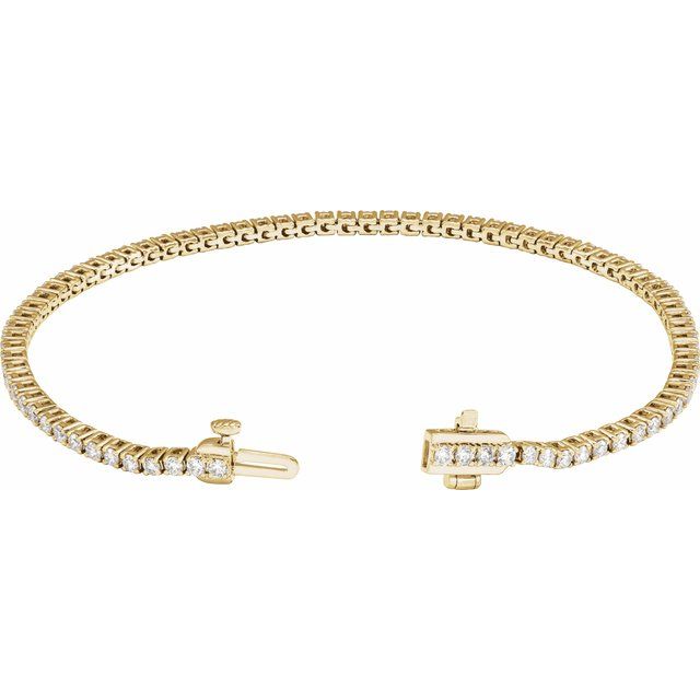 14k Yellow 2 Ctw Lab-grown Diamond Line 7' Bracelet