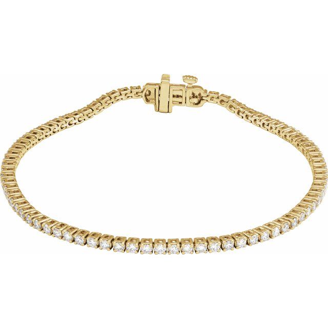14k Yellow 2 Ctw Lab-grown Diamond Line 7' Bracelet