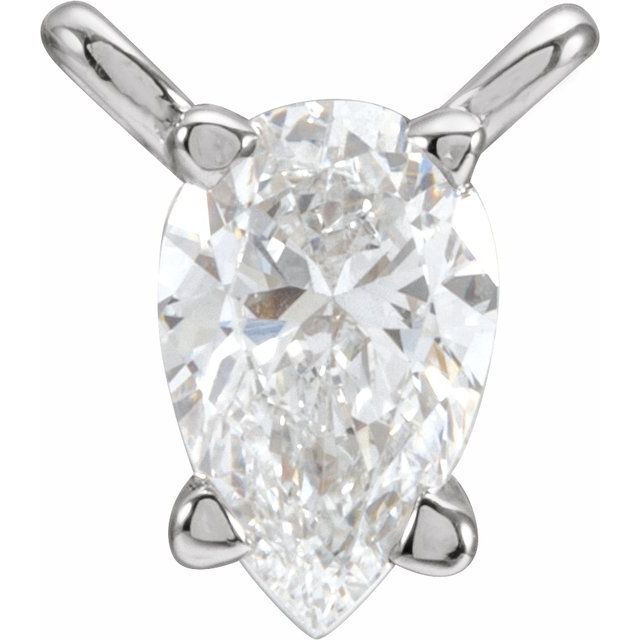 14K White 1/5 CT Lab-Grown Diamond Necklace Center