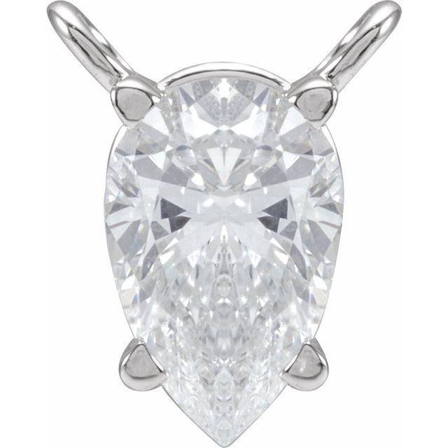 14K White 1/3 CT Lab-Grown Diamond 4-Prong Basket Necklace Center