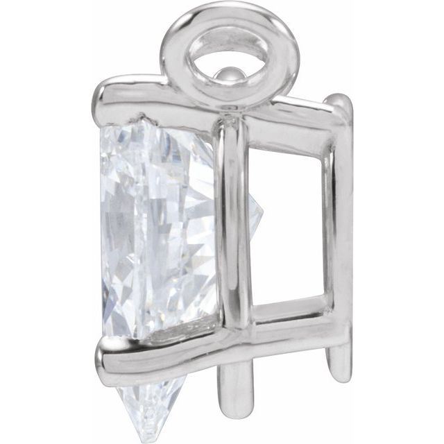 14K White 1/3 CT Lab-Grown Diamond 4-Prong Basket Necklace Center