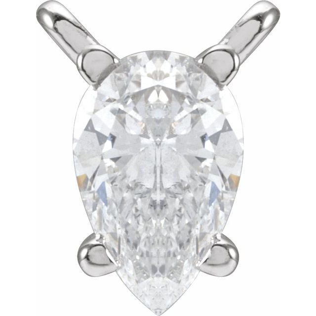 14K White 1/2 CT Lab-Grown Diamond 4-Prong Basket Necklace Center