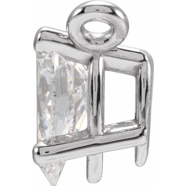 14K White 1/2 CT Lab-Grown Diamond 4-Prong Basket Necklace Center