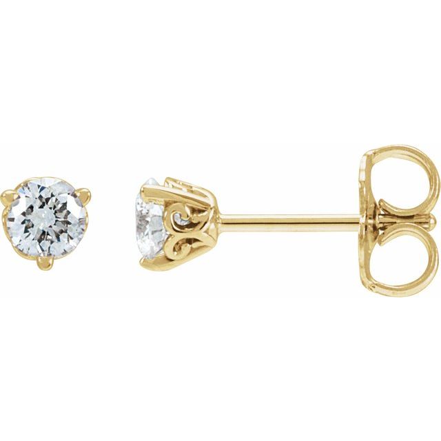 14K Yellow 1/3 CT Lab-Grown Diamond Scroll Earrings