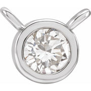 14K White 1/10 CT Natural Diamond Bezel-Set Necklace Center