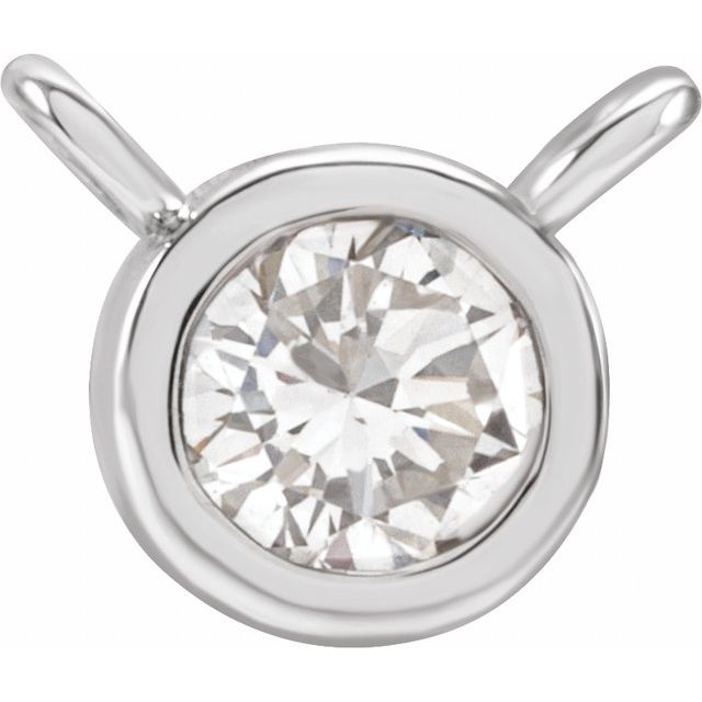 14K White 1/10 CT Natural Diamond Bezel-Set Necklace Center