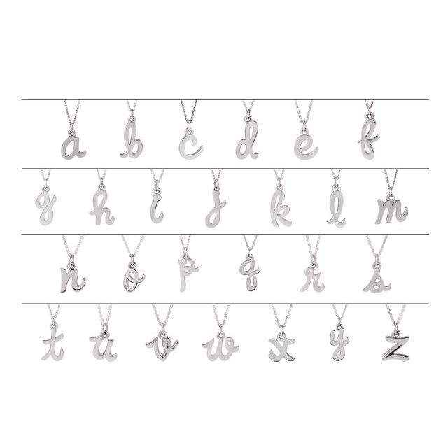14k White Petite Initial M 16' Necklace