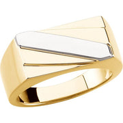 14K Yellow/White Signet Ring