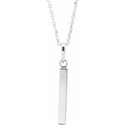 Sterling Silver Engravable Four-Sided Bar 16-18' Necklace
