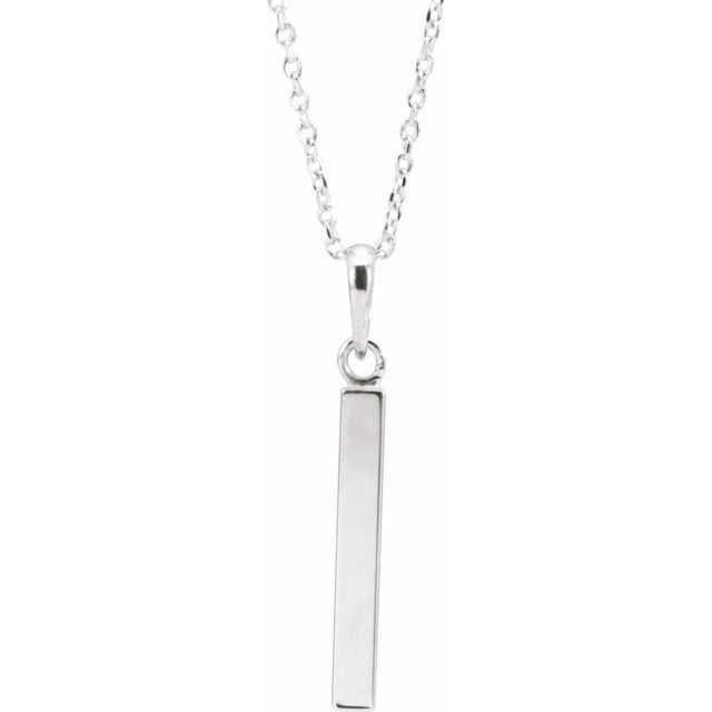 Sterling Silver Engravable Four-Sided Bar 16-18' Necklace
