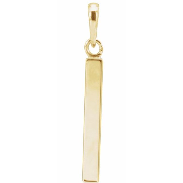 14K Yellow Engravable Four-Sided Bar Pendant