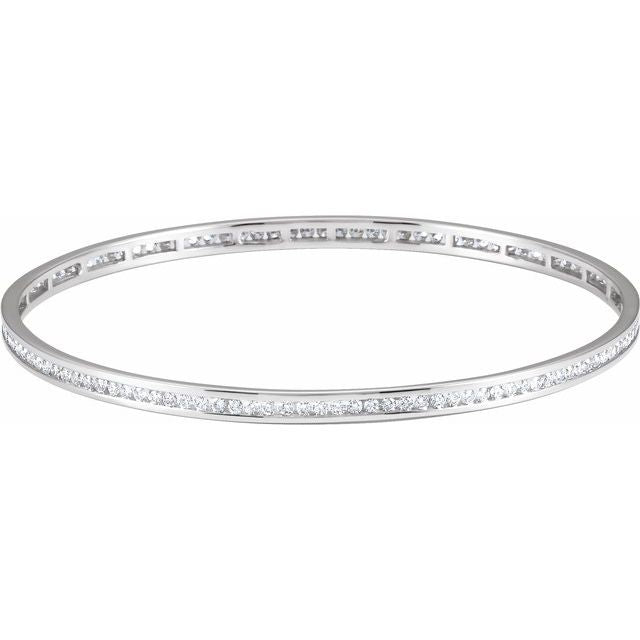 14K White 2 1/4 CTW Natural Diamond Stackable Bangle 8' Bracelet