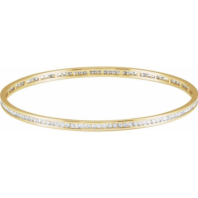 14K Yellow  2 1/4 CTW Natural Diamond Stackable Bangle 8' Bracelet
