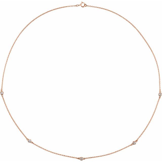 14k Rose 1/4 Ctw Lab-grown Diamond 5-station 18' Necklace
