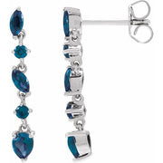 14K White Lab-Grown Blue Sapphire Earrings